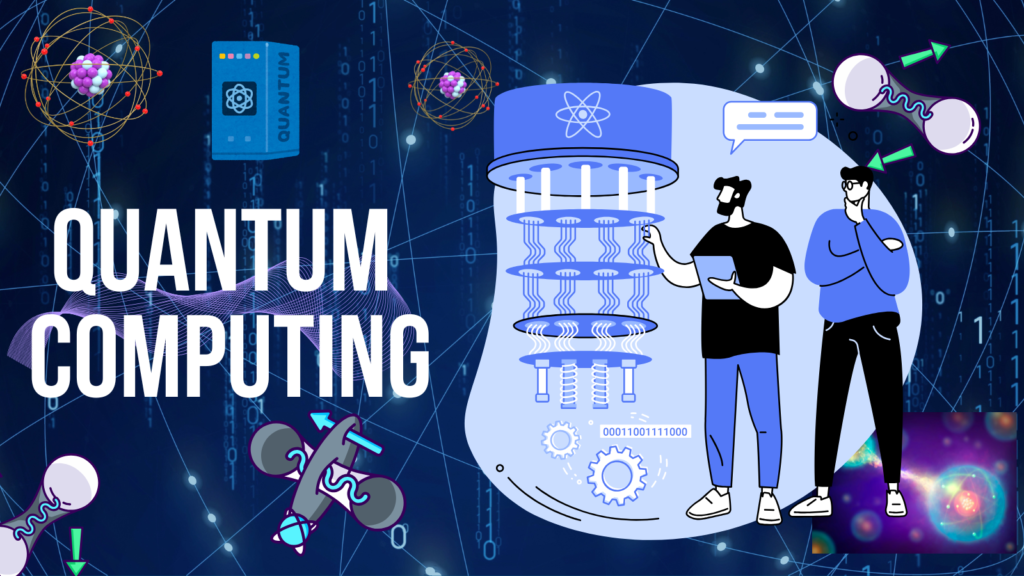Visualization of quantum computing concept with entangled qubits, quantum circuits, and futuristic digital elements.