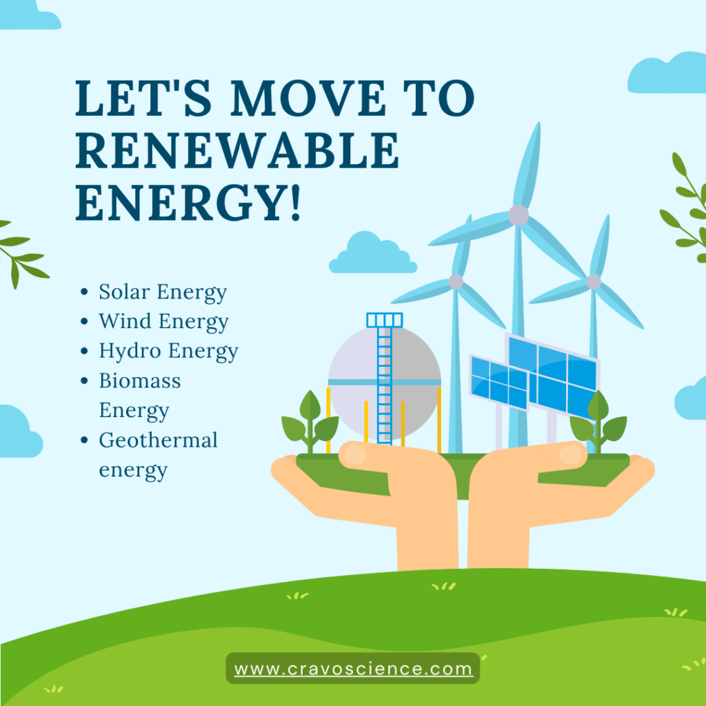 Hands holding renewable energy sources like wind turbines, solar panels and biomass plant.